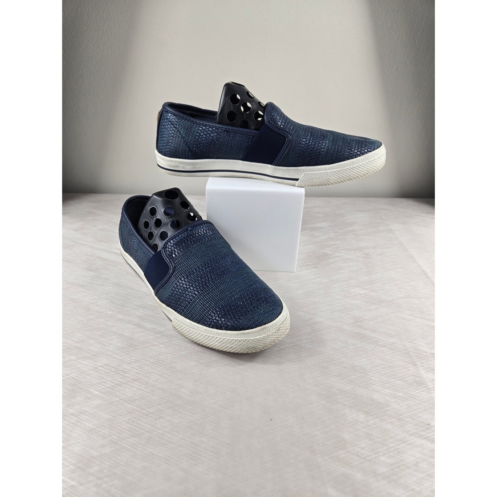 Lauren Ralph Lauren Jinny Navy Woven Slip On Sneakers Womens 6.5B 13297 Low Top